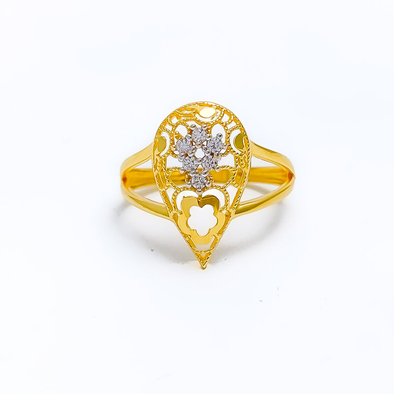 Glistening Pear Drop 22k Gold Ring