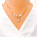 Delicate V-Shaped Diamond Necklace Set