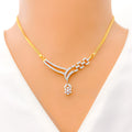 Delicate V-Shaped Diamond Necklace Set