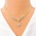 Delicate V-Shaped Diamond Necklace Set