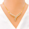Classy Asymmetrical Diamond + 18k Gold Necklace Set