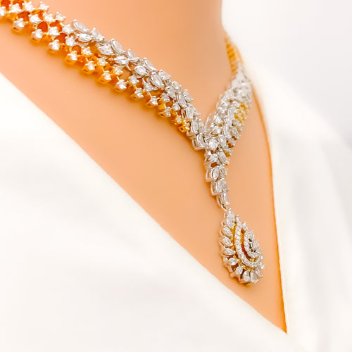 Magnificent Two-Tone Asymmetrical Diamond + 18k Gold Necklace Set