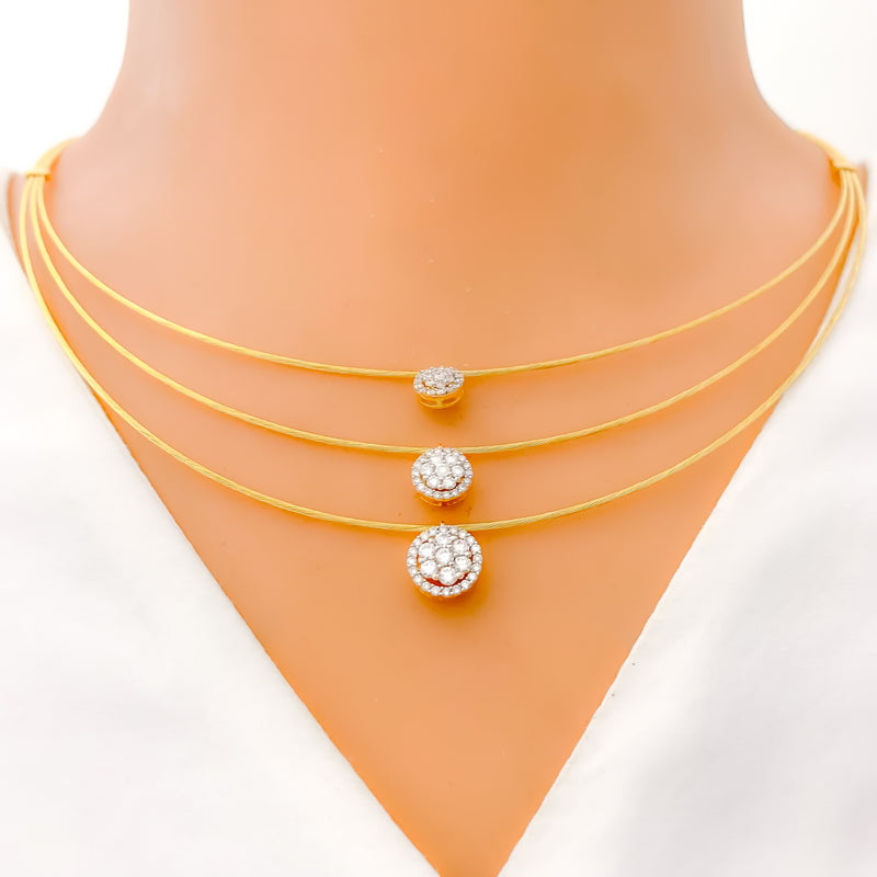 Chic Floral Diamond + 18k Gold Necklace Set