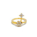 Elongated Diamond Flower 22k Gold Ring