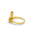 Elongated Diamond Flower 22k Gold Ring