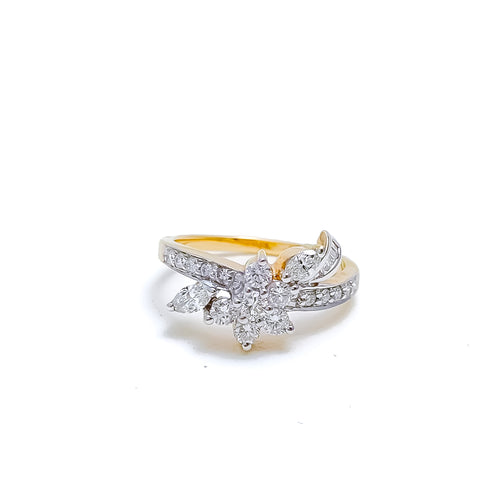 Asymmetrical Floral  Diamond + 18k Gold Ring