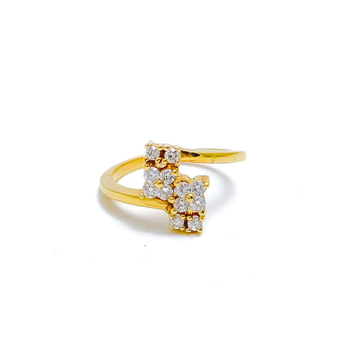 Twin Flower Diamond + 18k Gold Ring