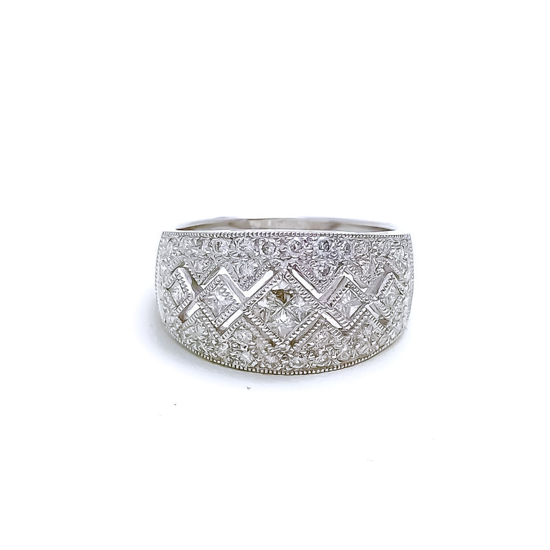 Engraved Princess Cut Diamond Ring