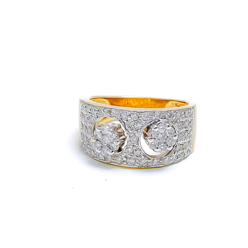 Noble Twin Flower Diamond + 18k Gold Ring