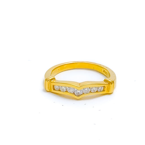 Slender V Shaped Diamond + 18k Gold Ring