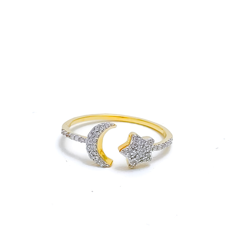 Distinct Moon Star Diamond Ring