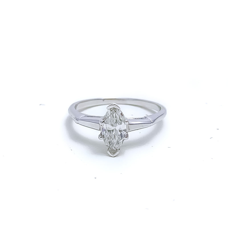 White Gold Marquise Diamond + 18k Gold Ring