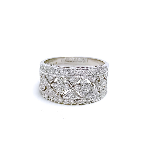 Upscale Refined Netted Diamond + 18k Gold Ring
