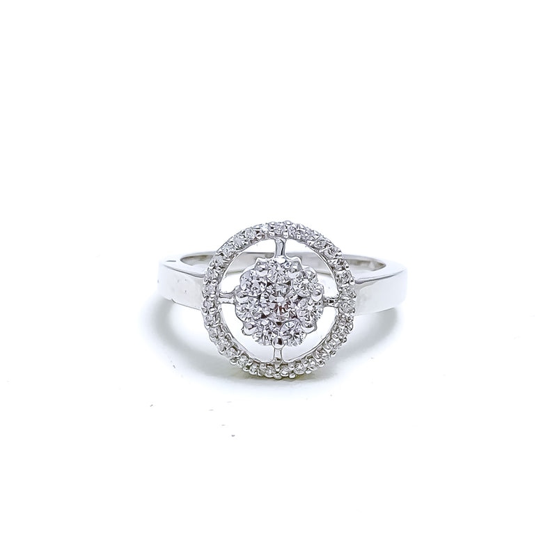 Elegant Floral Open Round Diamond + 18k Gold Ring