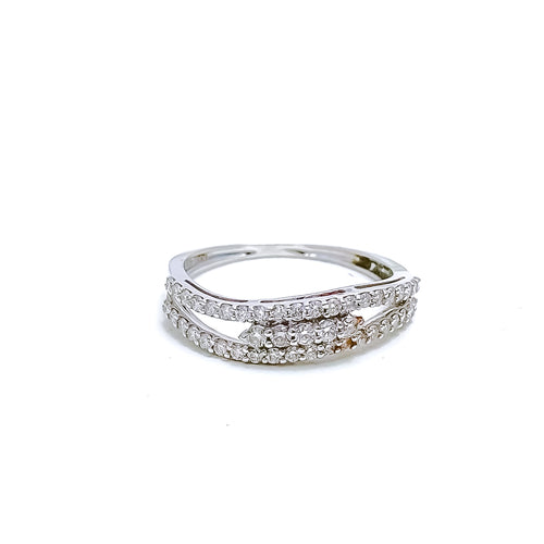 Beautiful Two Tier Diamond + 18k Gold Ring