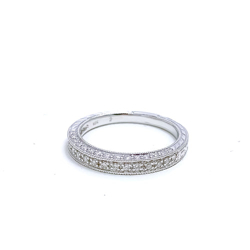 Evergreen Engraved Diamond + 18k Gold Ring