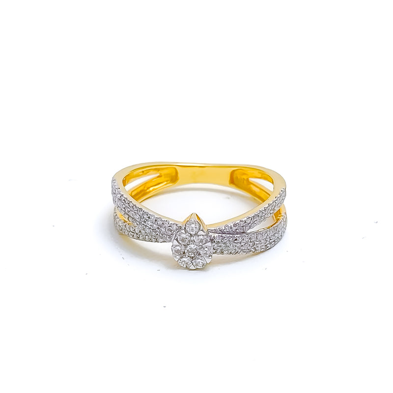 Festive Diamond + 18k Gold Drop Ring