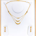 22k-gold-Reflective Triple Chain Lara Necklace Set 