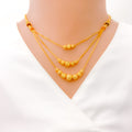 22k-gold-Reflective Triple Chain Lara Necklace Set 