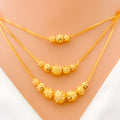 22k-gold-Reflective Triple Chain Lara Necklace Set 