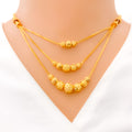 22k-gold-Reflective Triple Chain Lara Necklace Set 