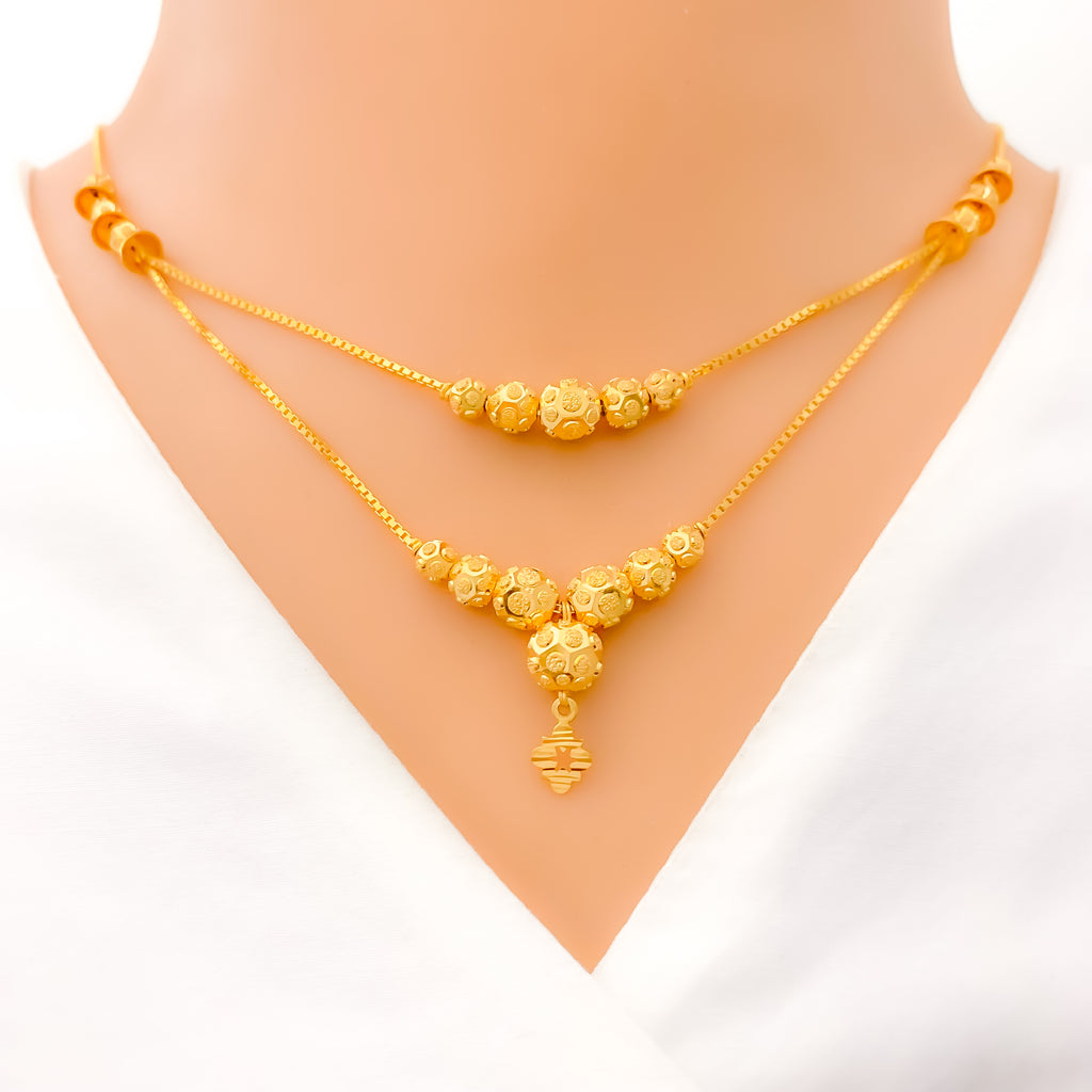 Delicate Dangling Lara 22k Gold Necklace Set – Andaaz Jewelers