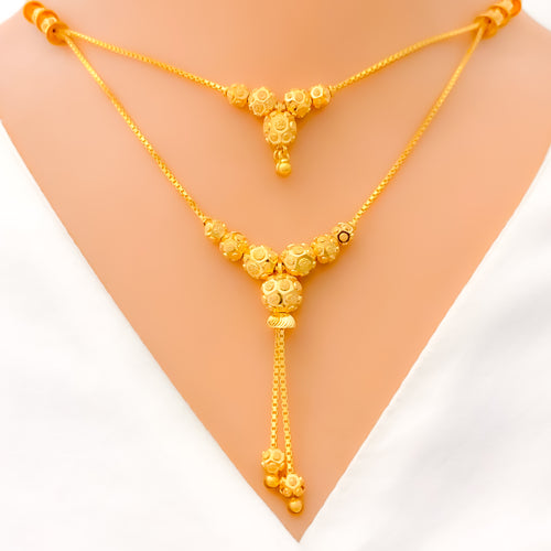 22k-gold-Delightful Dangling Orb Lara Necklace Set 