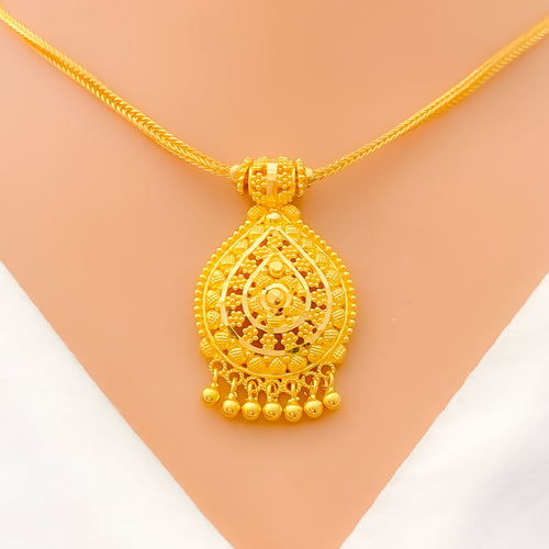 22k-gold-Gorgeous Textured Tear-Drop Necklace Set