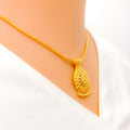 22k-gold-Gorgeous Textured Tear-Drop Necklace Set