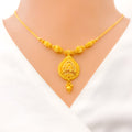 22k-gold-Detailed Floral Motif Drop Necklace Set