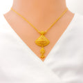 22k-gold-Stunning Mesh Necklace Set w/ Tassel