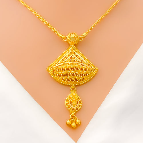 22k-gold-Stunning Mesh Necklace Set w/ Tassel