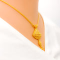 22k-gold-Stunning Mesh Necklace Set w/ Tassel