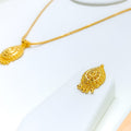 22k-gold-Gorgeous Textured Tear-Drop Necklace Set