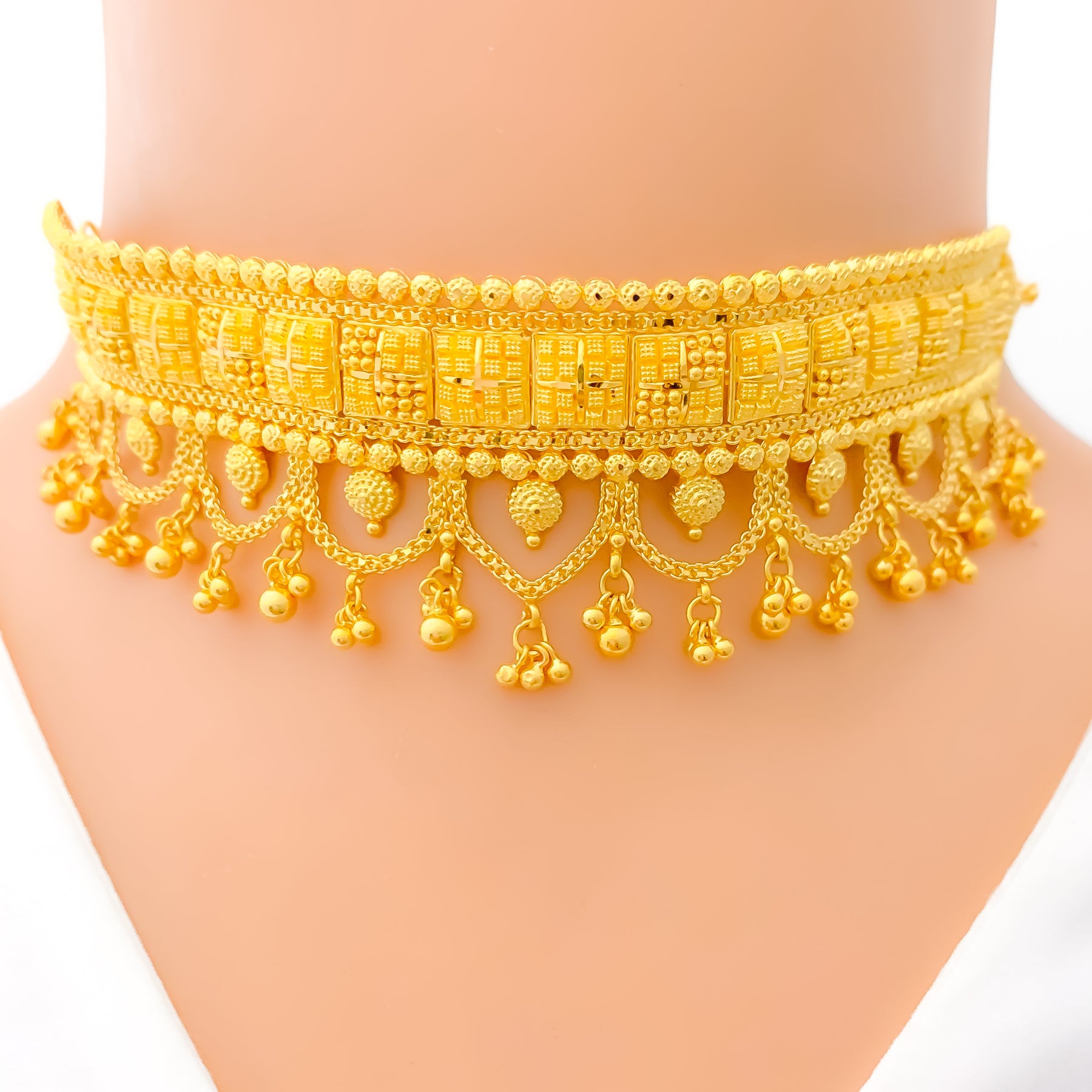 Bridal Hanging Tassel 22k Gold Choker Set – Andaaz Jewelers