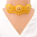 22k-gold-Blooming Multi-bead Enamel Choker Set