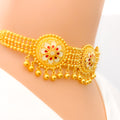 22k-gold-Blooming Multi-bead Enamel Choker Set