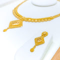 Flower Accented Square Necklace Set