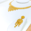 Floral Netted V-Shaped Necklace Set