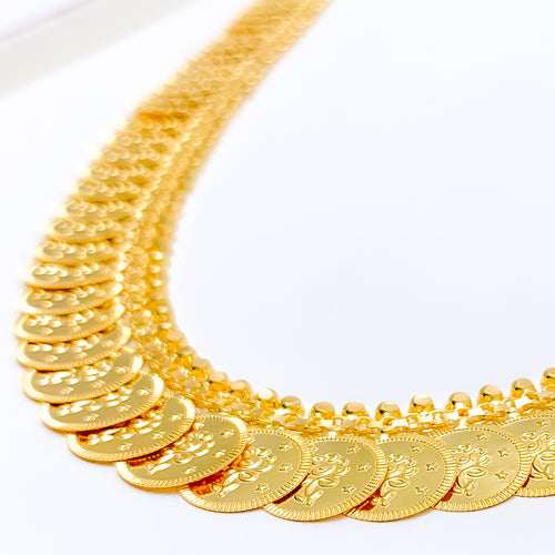 22k-gold-Elegant Dressy Long Coin Necklace - 26"