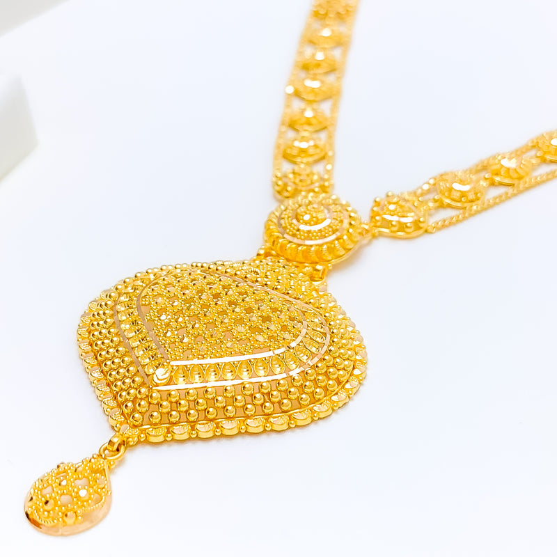 22k-gold-Classic Beaded Jali Patta Necklace Set