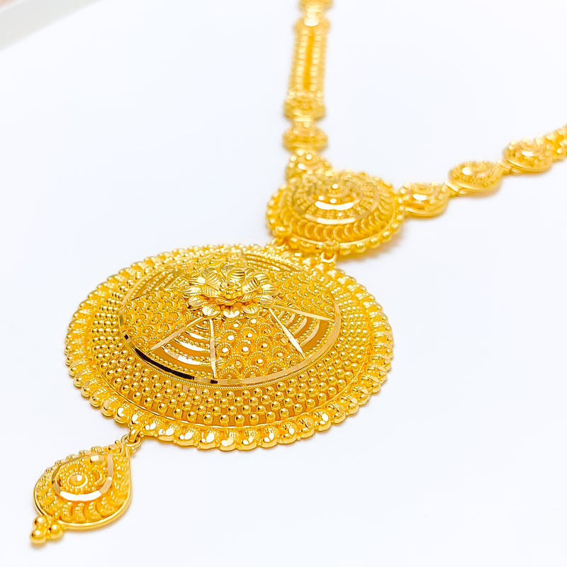 22k-gold-Elevated Floral Beaded Dome Necklace Set