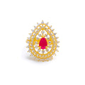 Classy Pink Pear Drop 22k Gold Ring
