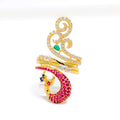 Regal Spiral Peacock Statement 22k Gold Ring