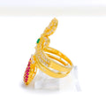 Regal Spiral Peacock Statement 22k Gold Ring