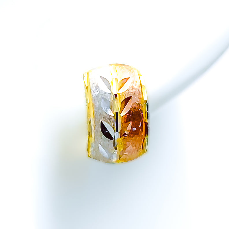 22k-gold-Multi Tone Leaf Accented J Earrings