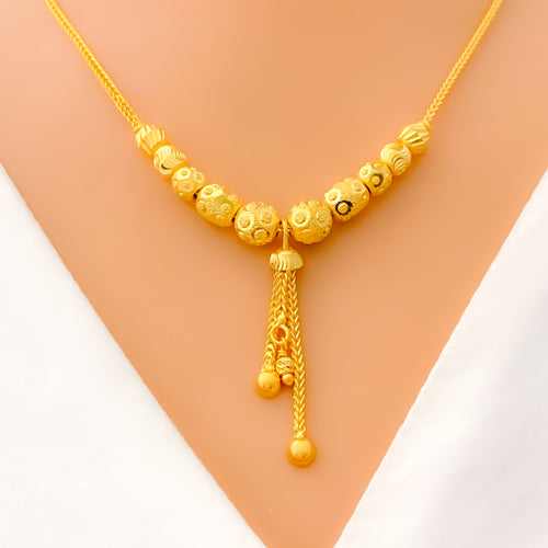 22k-gold-Attractive Dotted Drop Necklace 