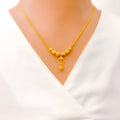 22k-gold-Radiant Round Halo Hanging Necklace 