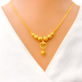 22k-gold-Radiant Round Halo Hanging Necklace 