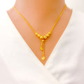 22k-gold-Ornate Wavy Orb Hanging Necklace 